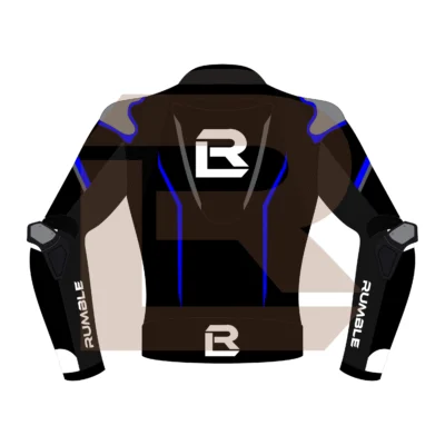 Blue & Black Leather Riding Jacket – Rumble Edition 8531 Back Image