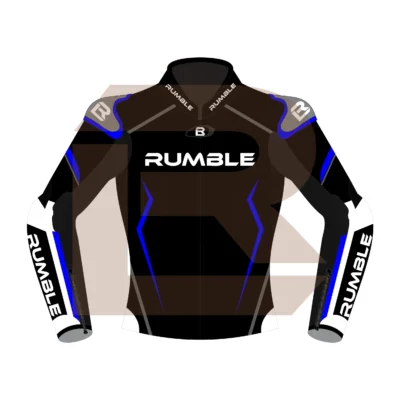 Blue & Black Leather Riding Jacket – Rumble Edition 8531 Front Image