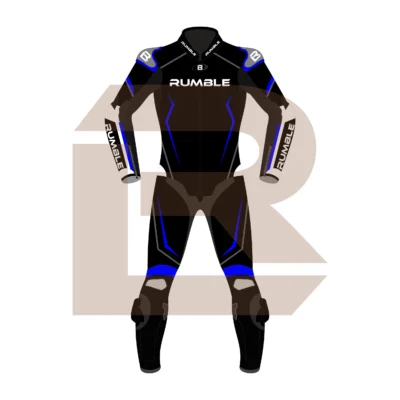 Blue & Black Leather Riding Suit – Rumble Edition 8531 Front Image