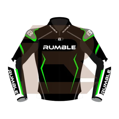 Green & Black Leather Riding Jacket – Rumble Edition 8531 Front Image