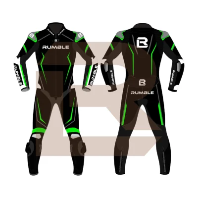 Green & Black Leather Riding Suit – Rumble Edition 8531 Main Image