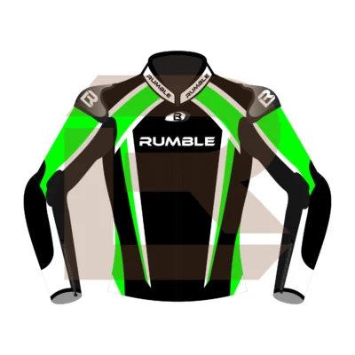 Green Motorcycle Racing Jacket - Rumble Edition 2749 Front Image
