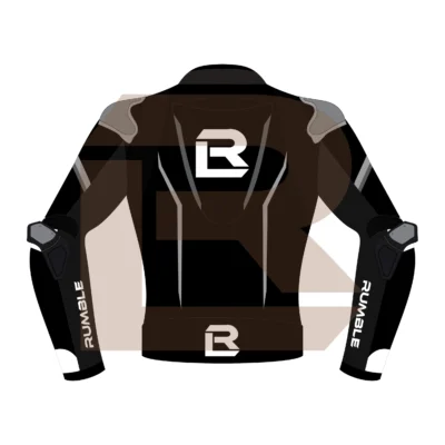 Grey & Black Leather Riding Jacket – Rumble Edition 8531 Back Image