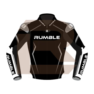 Grey & Black Leather Riding Jacket – Rumble Edition 8531 Front Image