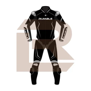 Grey & Black Leather Riding Suit – Rumble Edition 8531 Front Image