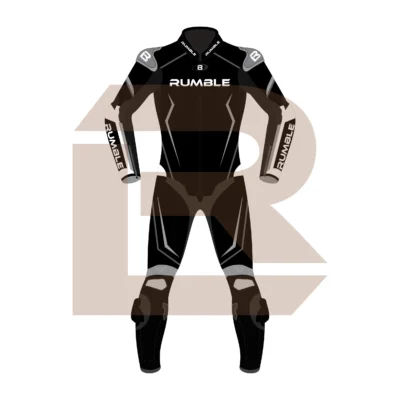 Grey & Black Leather Riding Suit – Rumble Edition 8531 Front Image