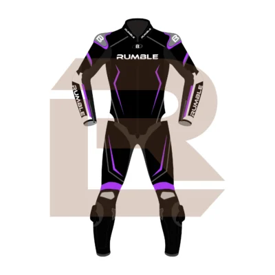 Purple & Black Leather Riding Suit – Rumble Edition 8531 Front Image