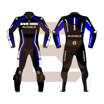 Blue & Black Leather Motorcycle Suit – Rumble Edition 6238 Main Image