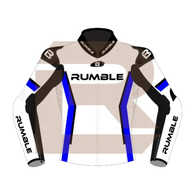 Blue & White Leather Race Jacket – Rumble Edition 4197 Front Image