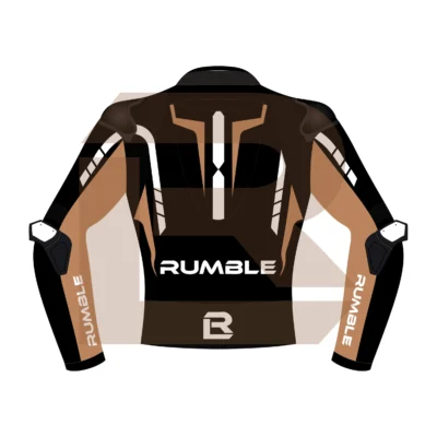 Brown & Black Leather Motorcycle Jacket – Rumble Edition 6238 Back Image