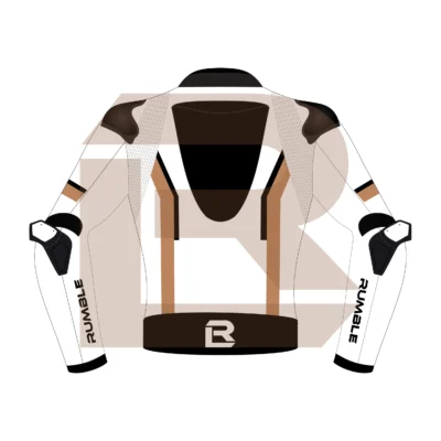Brown & White Leather Race Jacket – Rumble Edition 4197 Back Image