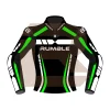 Green & Black Leather Motorcycle Jacket – Rumble Edition 6238 Front Image