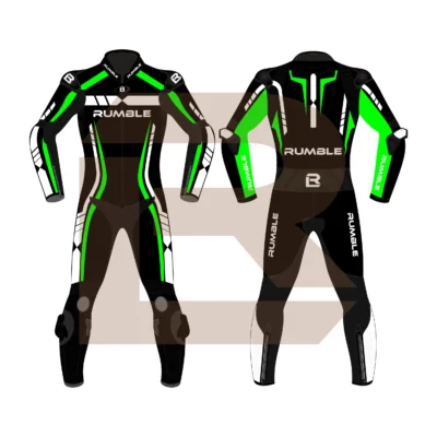 Green & Black Leather Motorcycle Suit – Rumble Edition 6238 Main Image