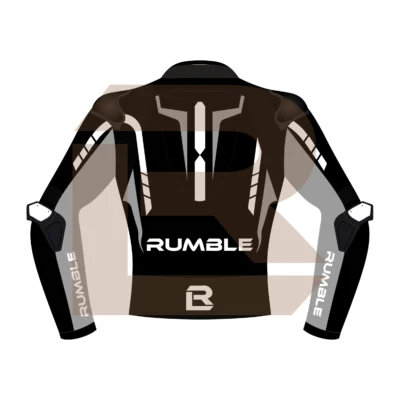 Grey & Black Leather Motorcycle Jacket – Rumble Edition 6238 Back Image