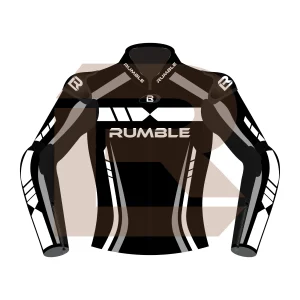 Grey & Black Leather Motorcycle Jacket – Rumble Edition 6238 Front Image