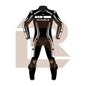 Grey & Black Leather Motorcycle Suit – Rumble Edition 6238 Front Image