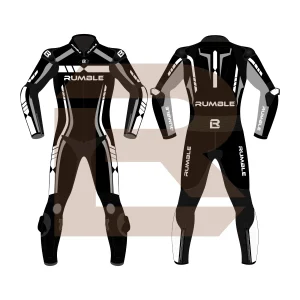 Grey & Black Leather Motorcycle Suit – Rumble Edition 6238 Main Image