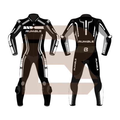 Grey & Black Leather Motorcycle Suit – Rumble Edition 6238 Main Image
