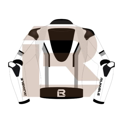 Grey & White Leather Race Jacket – Rumble Edition 4197 Back Image