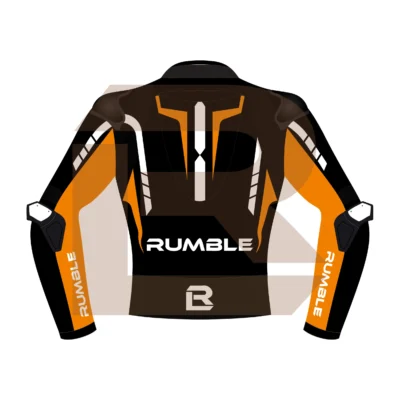 Orange & Black Leather Motorcycle Jacket – Rumble Edition 6238 Back Image