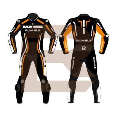 Orange & Black Leather Motorcycle Suit – Rumble Edition 6238 Main Image