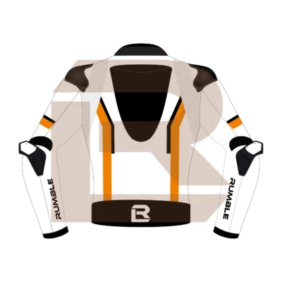 Orange & White Leather Race Jacket – Rumble Edition 4197 Back Image