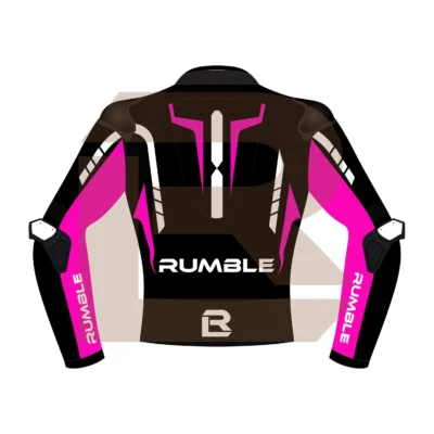 Pink & Black Leather Motorcycle Jacket – Rumble Edition 6238 Back Image