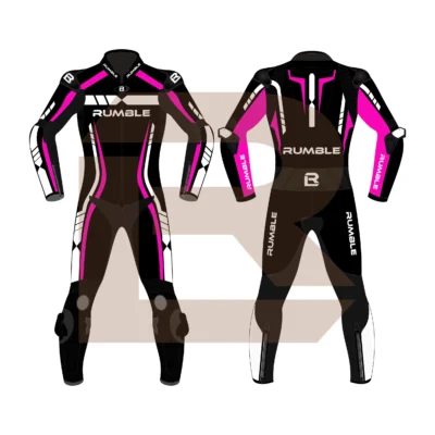 Pink & Black Leather Motorcycle Suit – Rumble Edition 6238 Main Image