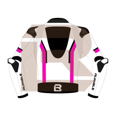 Pink & White Leather Race Jacket – Rumble Edition 4197 Back Image