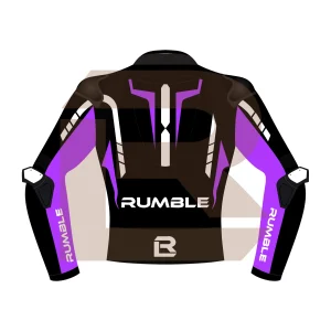 Purple & Black Leather Motorcycle Jacket – Rumble Edition 6238 Back Image