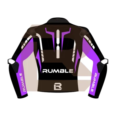 Purple & Black Leather Motorcycle Jacket – Rumble Edition 6238 Back Image