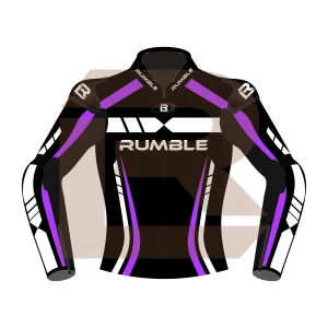 Purple & Black Leather Motorcycle Jacket – Rumble Edition 6238 Front Image