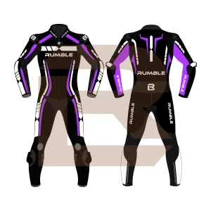 Purple & Black Leather Motorcycle Suit – Rumble Edition 6238 Main Image