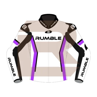 Purple & White Leather Race Jacket – Rumble Edition 4197 Front Image