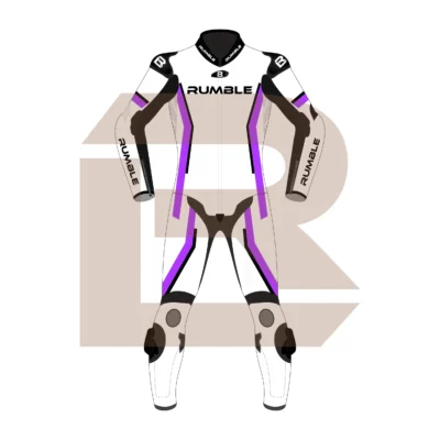 Purple & White Leather Race Suit – Rumble Edition 4197 Front Image