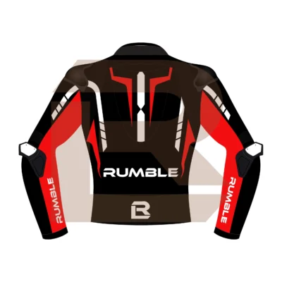 Red & Black Leather Motorcycle Jacket – Rumble Edition 6238 Back Image