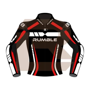Red & Black Leather Motorcycle Jacket – Rumble Edition 6238 Front Image