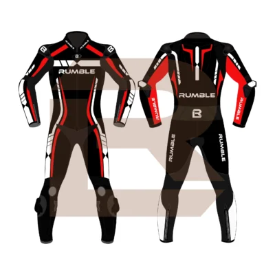 Red & Black Leather Motorcycle Suit – Rumble Edition 6238 Main Image