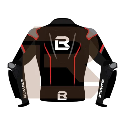 Red & Black Leather Riding Jacket – Rumble Edition 8531 Back Image