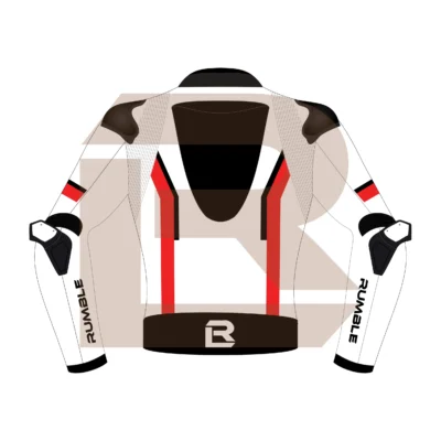 Red & White Leather Race Jacket – Rumble Edition 4197 Back Image