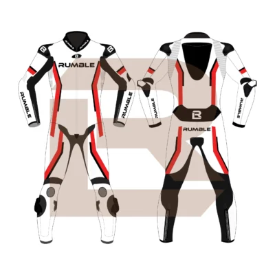 Red & White Leather Race Suit – Rumble Edition 4197 Main Image