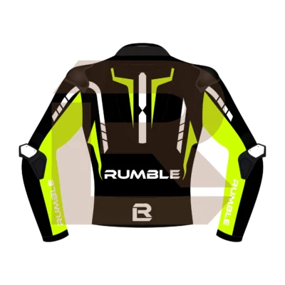 Yellow & Black Leather Motorcycle Jacket – Rumble Edition 6238 Back Image