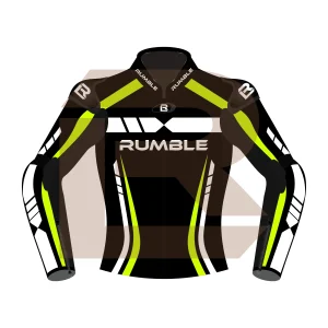 Yellow & Black Leather Motorcycle Jacket – Rumble Edition 6238 Front Image