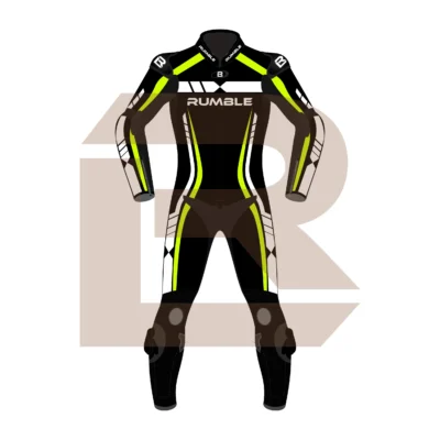 Yellow & Black Leather Motorcycle Suit – Rumble Edition 6238 Front Image