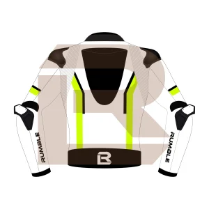 Yellow & White Leather Race Jacket – Rumble Edition 4197 Back Image