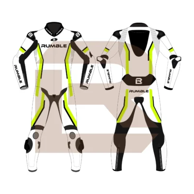 Yellow & White Leather Race Suit – Rumble Edition 4197 Main Image