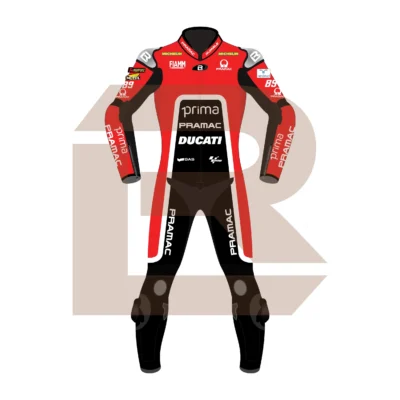 Jorge Martín Prima Pramac Racing MotoGP 75 British 2024 Suit Front Image