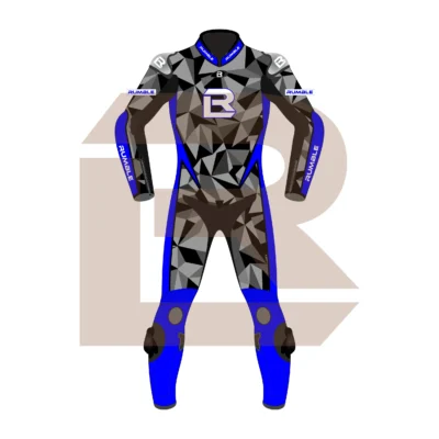 Blue & Black Leather Motorbike Suit – Rumble Edition 7482 Front Image