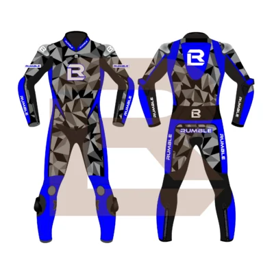 Blue & Black Leather Motorbike Suit – Rumble Edition 7482 Main Image