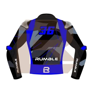 Blue & Black Leather Racing Jacket – Rumble Edition 9325 Back Image
